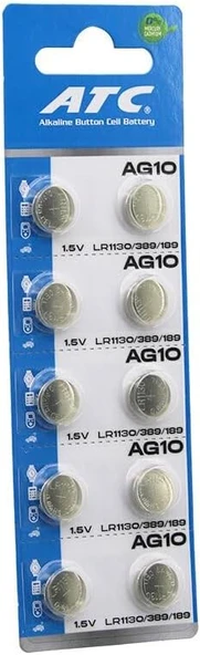 AG10 LR1130 389 189 Alkalin Düğme Pil 1.5V 10 lu Kart Saat Oyuncak Hesap Makinesi Pili ürün görseli 1