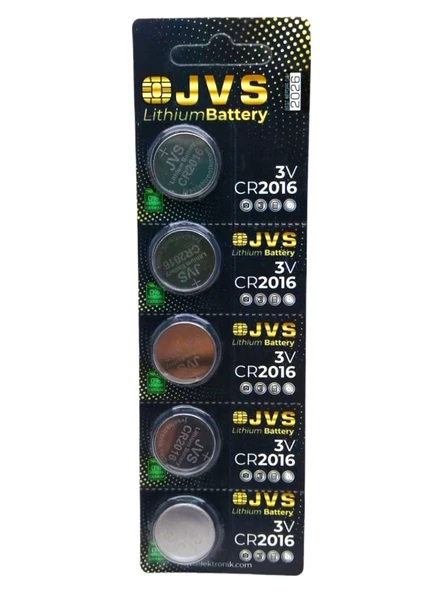 JVS CR2016 3V Lityum Para Pili 5 li Kart Düğme Pil Saat Kumanda Tartı Pili ürün görseli 1