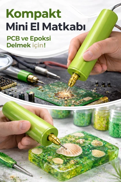 USB Mini Drill Matkap Seti ,7 Parça Mandren Seti+ 3 Adet Mikro Matkap Ucu , Hassas Delme , DIY,Fıstık Yeşili ürün görseli 1