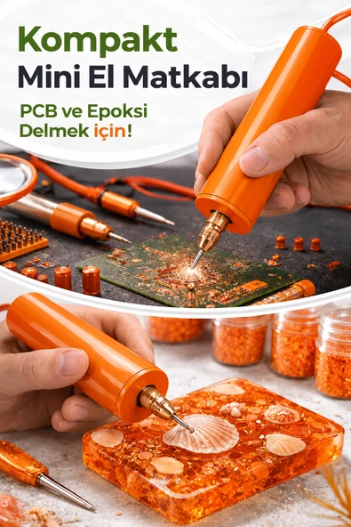 USB Mini Drill Matkap Seti ,7 Parça Mandren Seti+ 3 Adet Mikro Matkap Ucu , Hassas Delme , DIY ürün görseli 1