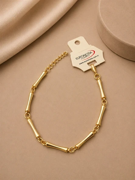 Çubuk Zincir Detaylı Gold Renk Bileklik ürün görseli 1