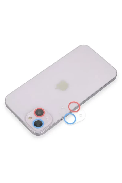 Newface Apple iPhone 13 Renkli Kamera Lens Koruma Cam - Pembe-Mavi ürün görseli 1