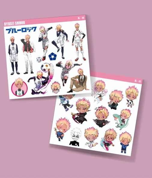 Ryusei Shidou-BlueLock- anime Futbol telefon sticker seti Blue Lock parlak kağıt 2 Lİ ürün görseli 1