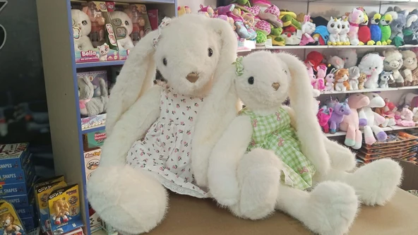 Halley Oyuncak Kıyafetli Peluş İkisi Birarada 60 ve 45 cm Anne Bebek Tavşan Uyku Arkadaşım Pelüş ürün görseli 1