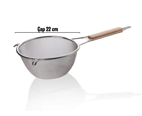 Ahşap Saplı Paslanmaz Çelik Süzgeç, Çap 22 cm ürün görseli 1