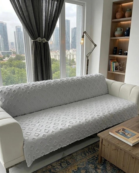 Royam Koltuk Örtüsü Çekyat Örtüsü 175 x 215 Lüks Kumaş Şönil Jakarlı Sakallı Kaymaz ürün görseli 1