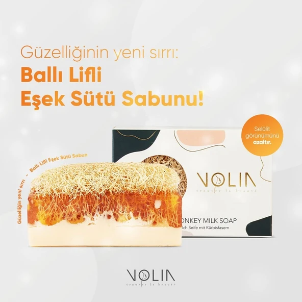 Volia Doğal Kabak Lifli Ballı Eşek Sütü Sabunu 130 gr – El Yapımı Özel Formül ürün görseli 1