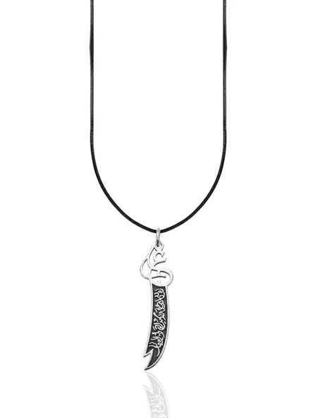 Hat İşlemeli Hz. Ali Zülfikar Gümüş Kolye Ucu 4.2x0.9cm [OYOT333] ürün görseli 1