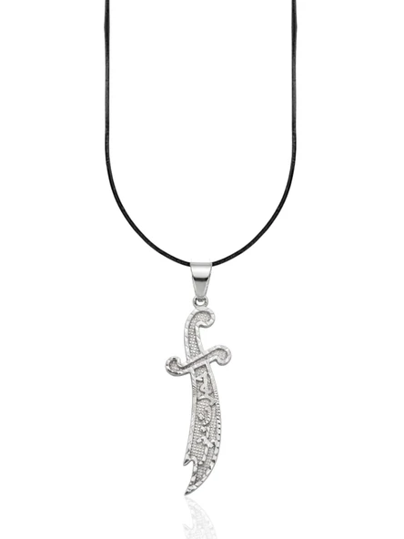 Lazer İşlemeli Hz. Ali Zülfikar Ya Ali Gümüş Kolye Ucu 6.3x1.8cm [OYOT322] ürün görseli 1