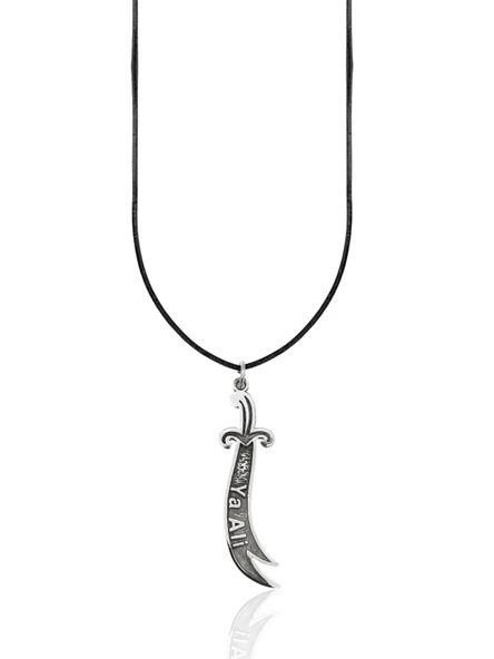 Ya Ali Yazılı Karartma Gümüş Zülfikar Kolye Ucu 4.7x1.1cm [OYOT339] ürün görseli 1