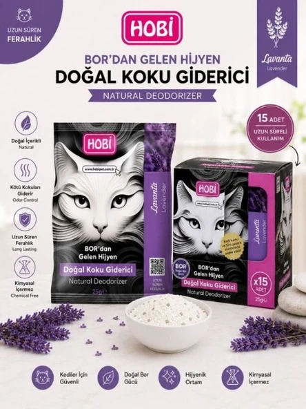 Hobi Lavantalı Doğal Toz Koku Giderici 25 Gr x 15 - Bor Mineralli, Güvenli ve Etkili Çözüm ürün görseli 1