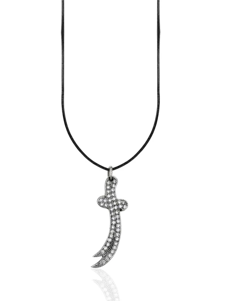 Zirkon Taşlı Gümüş Zülfikar Kolye Ucu 3.3x1cm [OYOT340] ürün görseli 1