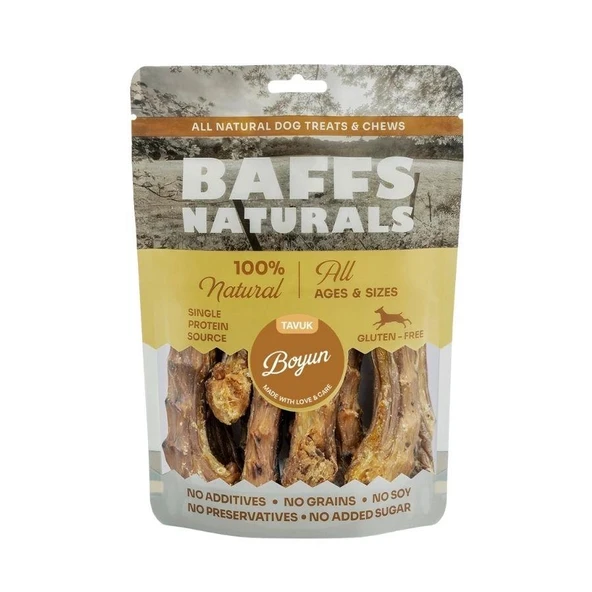 Baffs Naturals Organik Tavuk Boyun 100 gr Köpek Ödül Maması ürün görseli 1