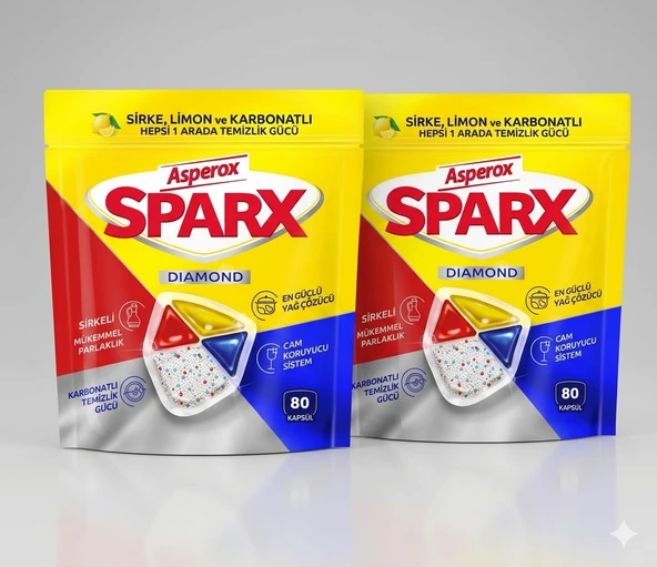 Asperox Sparx Diamond Bulaşık Makinesi Kapsülü 2x80 li 160 Kapsül ürün görseli 1