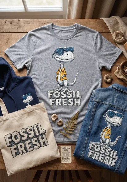 Fossil Fresh tasarımı Ütü ile yapılabilinen tekstil DTF Baskı - Resim 2