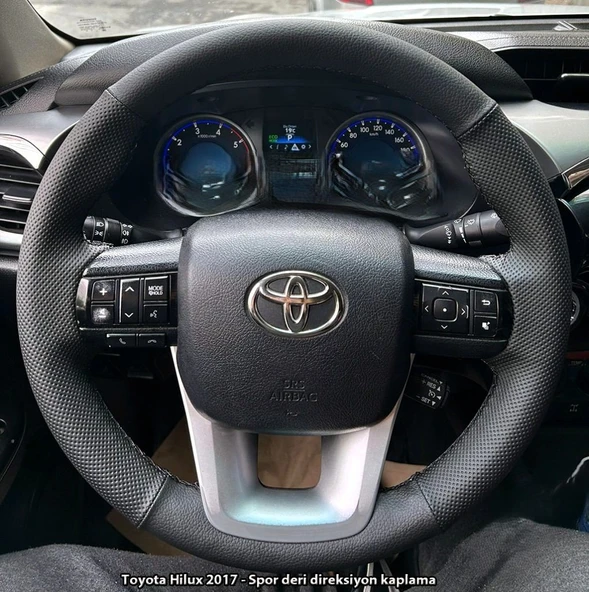 Toyota Hilux 2017 2022 Araca Uyumlu Direksiyon Kılıfı NOKTA DÜZ SİYAH İPLİ ürün görseli 1