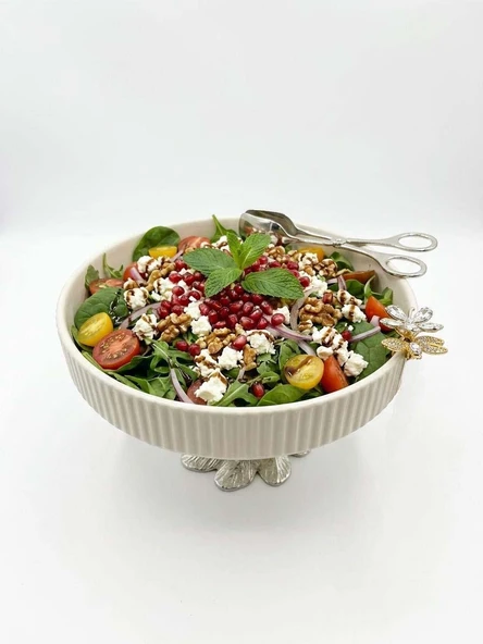 Gümüş Ayaklı Dekoratif Porselen Sunum Kasesi 25 CM ürün görseli 1