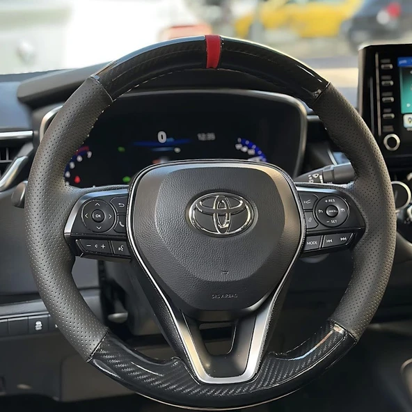 Toyota Corolla 2020-2026 Araca Özel Direksiyon Kılıfı 5D KRİSTAL KARBON SOFT NOKTA ürün görseli 1