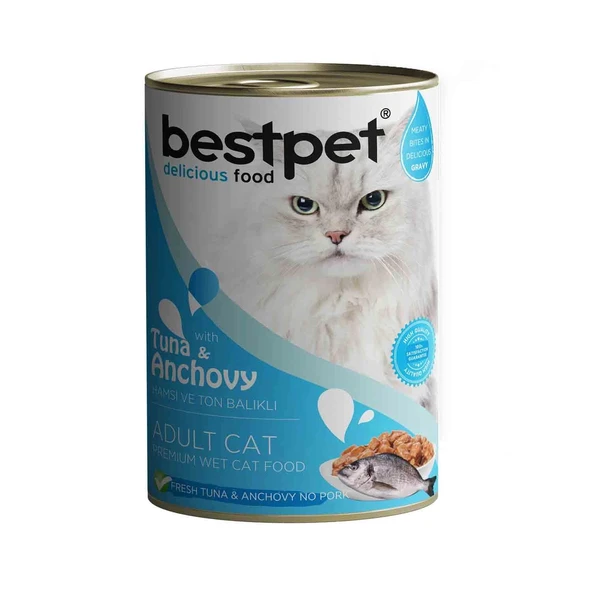 Bestpet Ton Balıklı ve Hamsili Gravy Yetişkin Kedi Konservesi 400 gr ürün görseli 1
