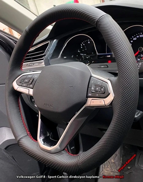 Volkswagen Golf 8 Caddy 2022-2025 Araca Özgü Dikmeli Direksiyon Kılıfı F1 OLMAYAN ARAÇLARA UYGUNDUR ürün görseli 1