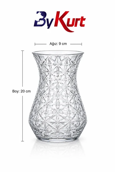 Vazo Kristal Desenli Cam Çiçeklik Salon Ofis Masa Dekoru 20 cm ürün görseli 1