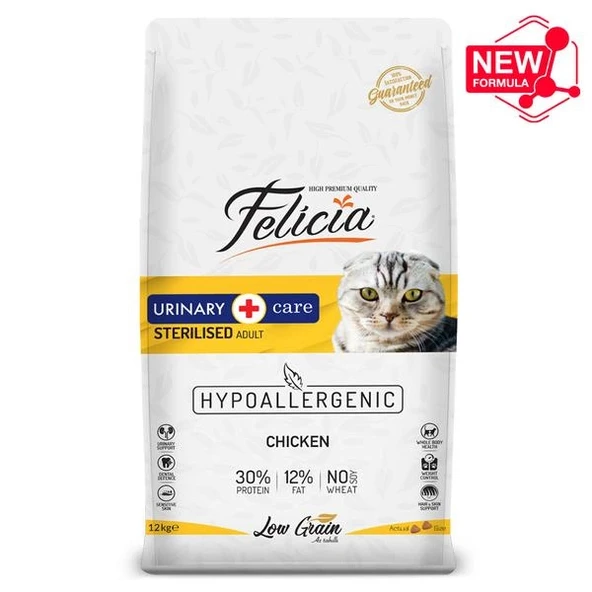 Felicia Düşük Tahıllı Tavuklu HypoAllergenic Kısırlaştırılmış Kedi Maması 12 kg ürün görseli 1