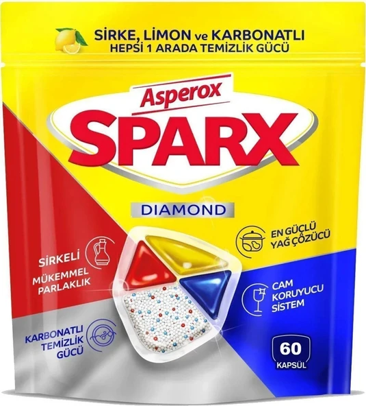 Asperox Sparx Diamond Bulaşık Makinesi Kapsülü 60'lı Hepsi Bir Arada ürün görseli 1