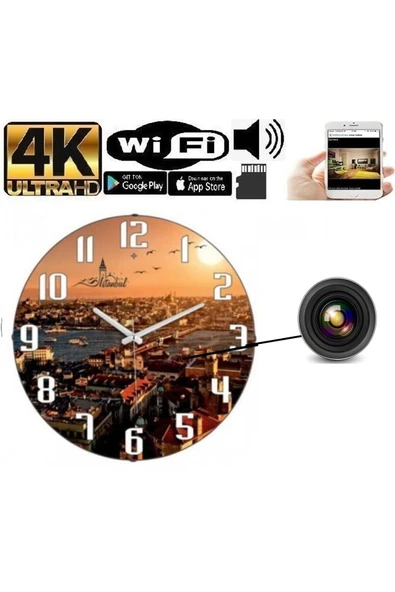 Duvar Saati Wifi Kamera 4k Canlı Izleme Ve Kayıt ürün görseli 1