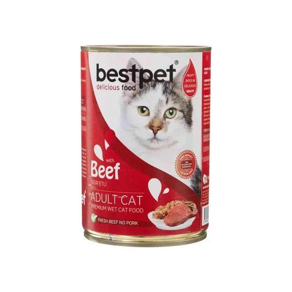 Bestpet Sığır Etli Yetişkin Kedi Konservesi 400 gr ürün görseli 1