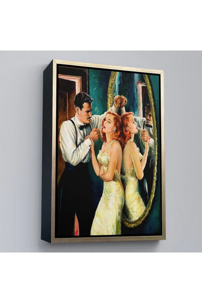Trezon Ahşap Çerçeveli Arthur Sarnoff - 1950'Lerde Kadının Sigarasını Yakan Adam Tablosu-7955 ürün görseli 1