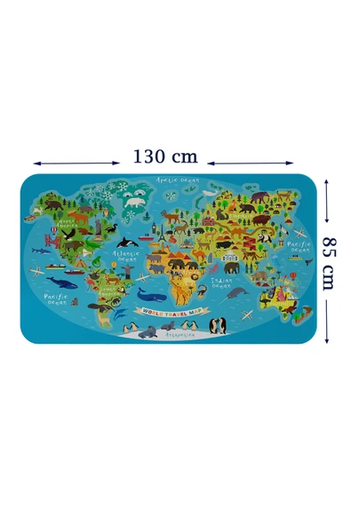 Trezon Eğitici Dünya Haritası Dünya Atlası Çocuk ve Bebek Odası Duvar Sticker-85x130-3808 ürün görseli 1