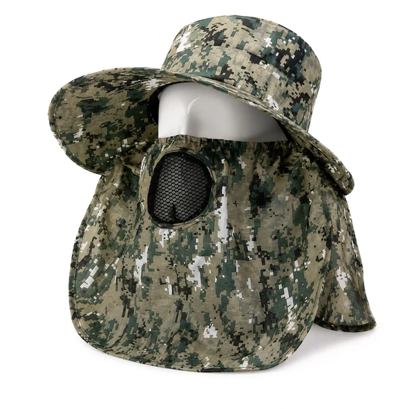 Ense Korumalı Outdoor Şapka - Maskeli - Dijital Kamuflaj (M-3)- Savex ürün görseli 1