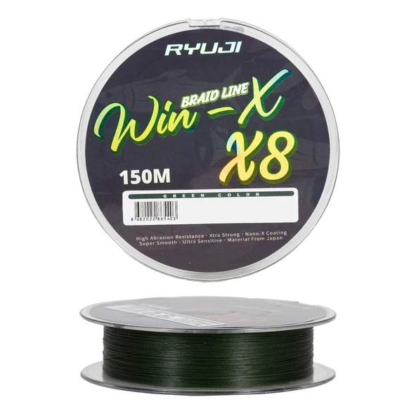 İp Örgü Misina - 8 Kat - Ryuji Winx X8 - 150mt - Yeşil - 0.10mm ürün görseli 1
