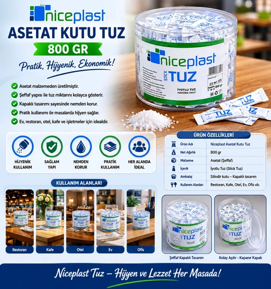 Nicepalst Asetat Kutu Stik Tuz 800 gr. ürün görseli 1