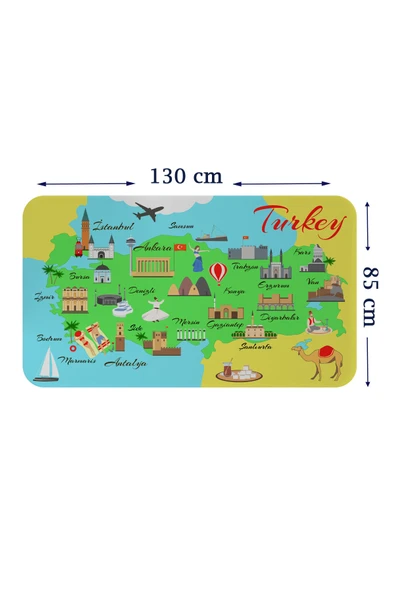 Trezon Eğitici ve Öğretici Cocuk Odası Türkiye Haritası Duvar Sticker-85x130-3876 ürün görseli 1