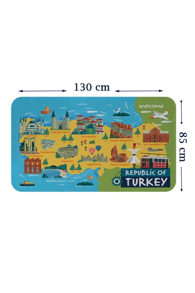 Trezon Eğitici ve Öğretici Cocuk Odası Türkiye Haritası Duvar Sticker-85x130-3871 ürün görseli 1