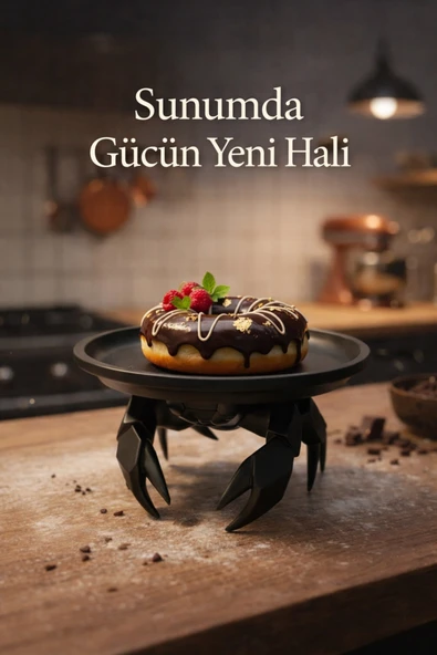 Trezon Yengeç Figürlü Siyah Dekoratif Sunum Tabağı – Çok Amaçlı Tasarım 16x16 Cm ürün görseli 1