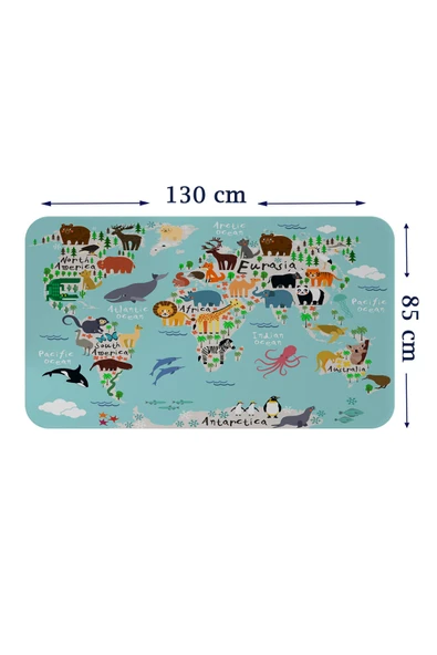Trezon Eğitici Dünya Haritası Dünya Atlası Çocuk ve Bebek Odası Duvar Sticker-85x130-3775 ürün görseli 1