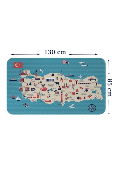 Trezon Eğitici ve Öğretici Cocuk Odası Türkiye Haritası Duvar Sticker-85x130-3874 ürün görseli 1
