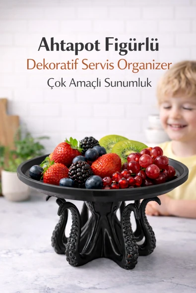Trezon Ahtapot Figürlü Dekoratif Servis Organizer 17x11 cm Çok Amaçlı Sunumluk ürün görseli 1