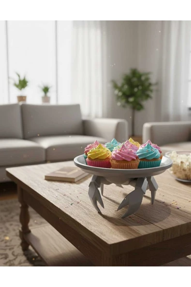 Trezon Dekoratif Yengeç Figürü Gri Pratik Ev Gereçleri Sunum Tabak 16 X 16 Cm ürün görseli 1