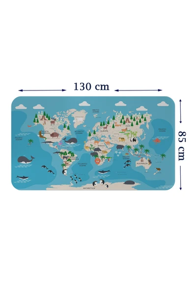 Trezon Eğitici Dünya Haritası Dünya Atlası Çocuk ve Bebek Odası Duvar Sticker-85x130-3802 ürün görseli 1