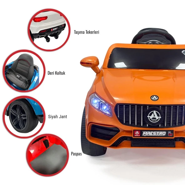 Maestro GT 4x2 12V Akülü Uzaktan Kumandalı Emniyet Kemerli 2x Arka Süspansiyonlu Çocuk Akülü Araba - Resim 8