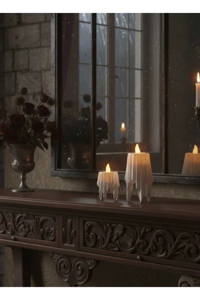Trezon 3D Dekoratif Bohem Uçan Beyaz Mumlar TeaLight Mum Hediyeli (Yükseklik:8cm* En:4,5 cm) ürün görseli 1