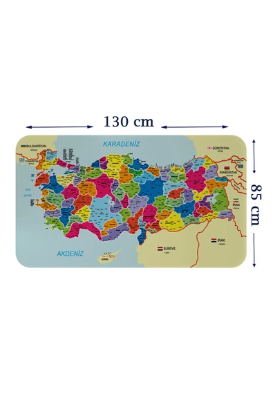 Trezon Eğitici ve Öğretici Detaylı Komşulu Türkiye Haritası Duvar Sticker-85x130-3845 ürün görseli 1