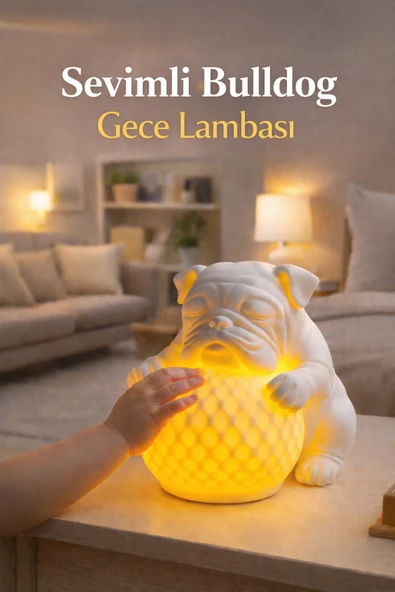 Trezon Bulldog Figürlü Dekoratif Masa Lambası Çocuk Odası Gece Lambası ürün görseli 1