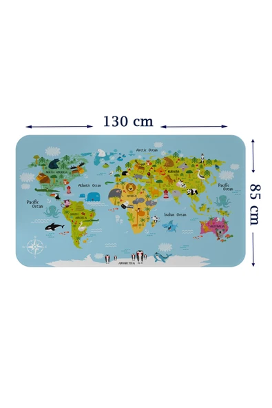 Trezon Eğitici Dünya Haritası Dünya Atlası Çocuk ve Bebek Odası Duvar Sticker-85x130-3830 ürün görseli 1