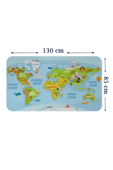 Trezon Eğitici Dünya Haritası Dünya Atlası Çocuk ve Bebek Odası Duvar Sticker-85x130-3778 ürün görseli 1