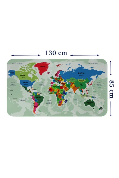 Trezon Türkçe Eğitici Ülke ve Başkent Okyanus Detaylı Atlası Dünya Haritası Duvar Sticker-85x130-3840 ürün görseli 1