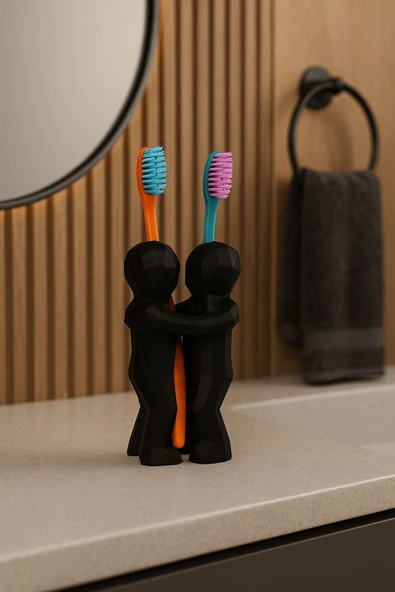 Trezon 3D Hediye Çiftler İçin Diş Fırçalığı Minimalist Banyo Aksesuarı Geri Dönüştürülmüş PLA 13 X 9 cm ürün görseli 1